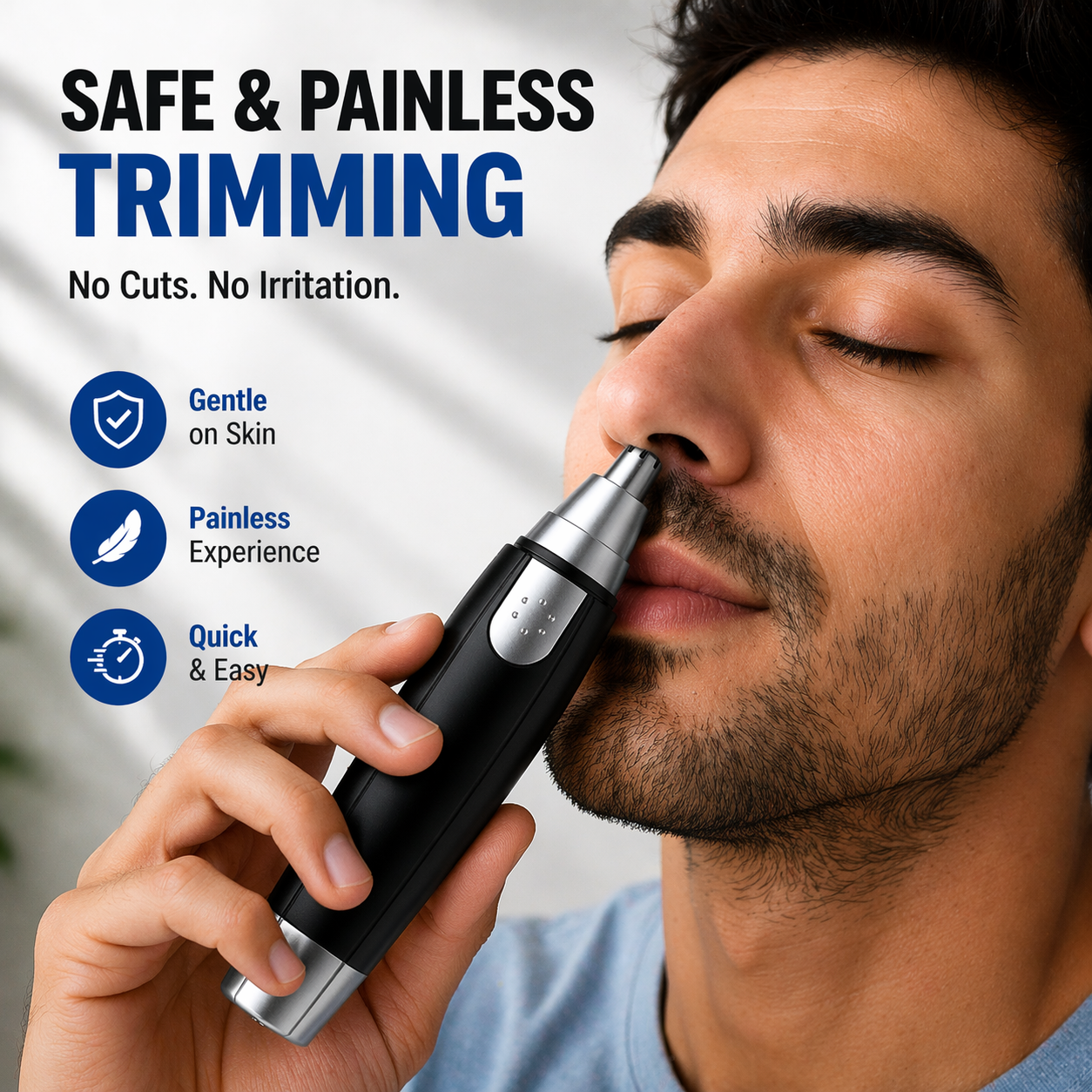 TrimEase Pro™ – Safe & Painless Nose Hair Trimmer