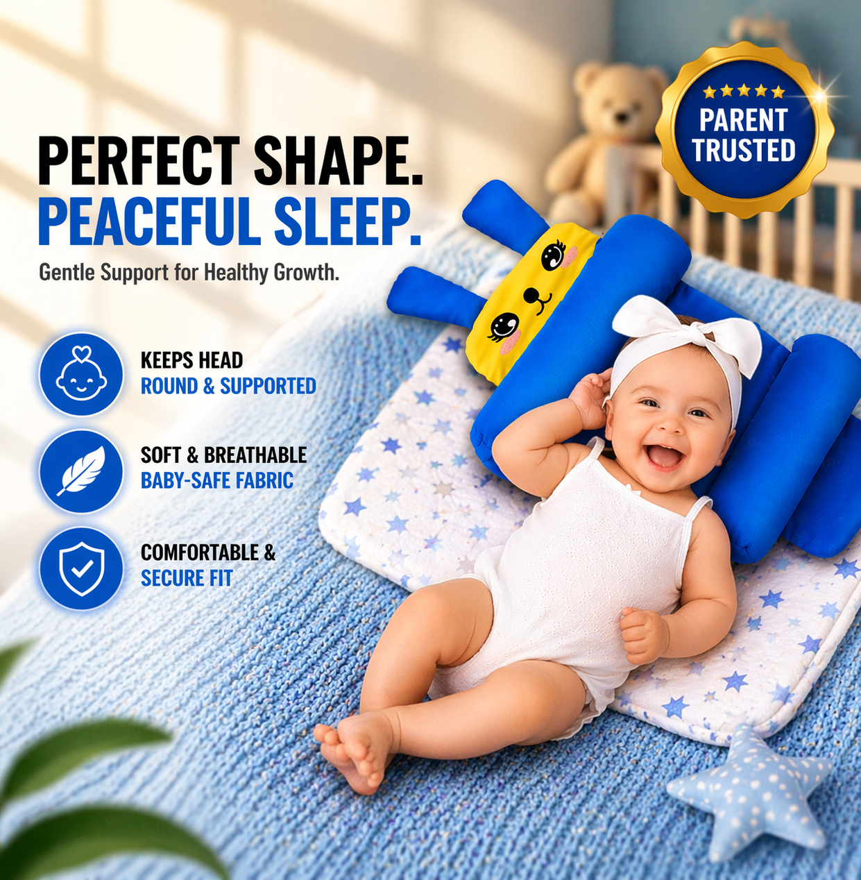Baby Head Shaping Pillow Neck & Head Support Soft