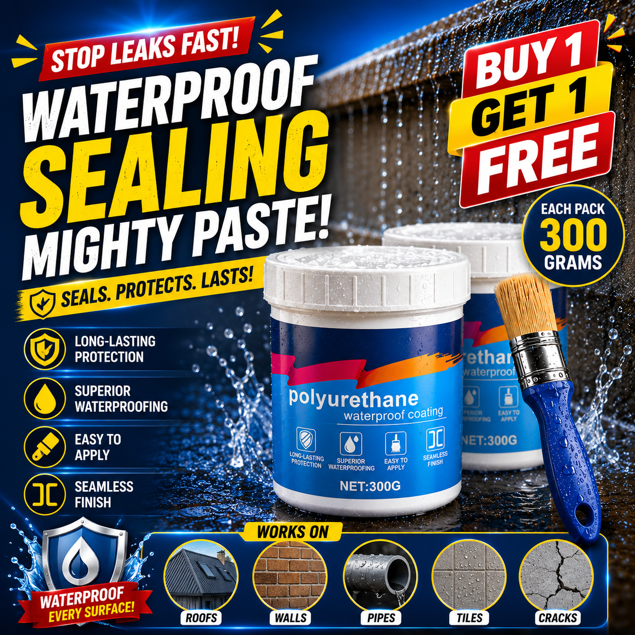 LeakShield Pro Waterproof Glue Solution with Brush (Buy 1 Get 1 Free)