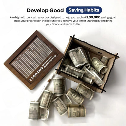 Wooden Money Saving Box for Adults – 1 Lakh Piggy Bank with Lock,